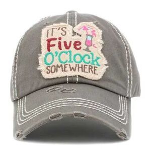 Light Grey Its Five OClock Somewhere Ladies Ball Cap